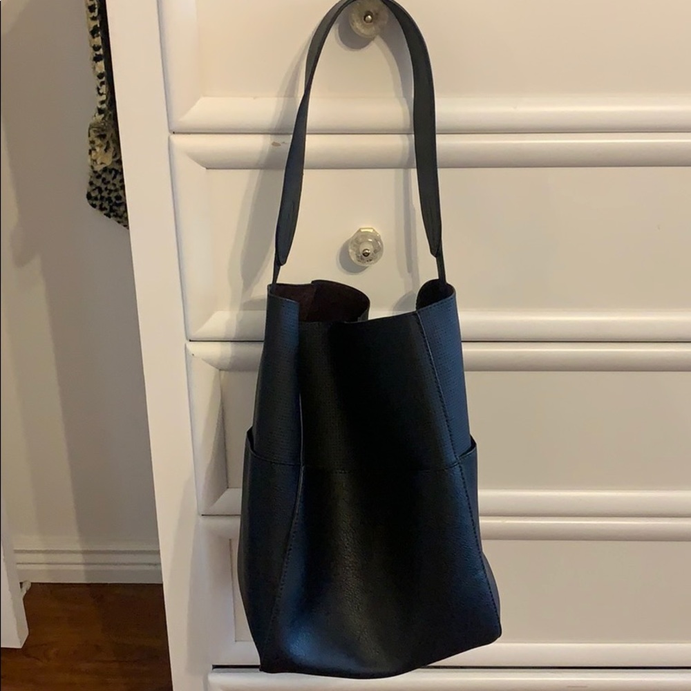 Anthropologie black bucket tote